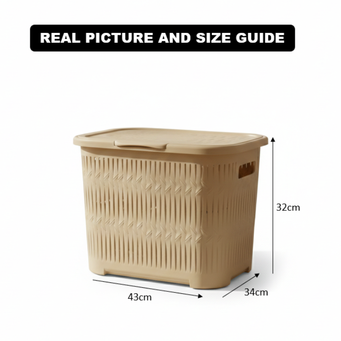 Laundry Basket With Lid & Side Grip (1512) by Limon