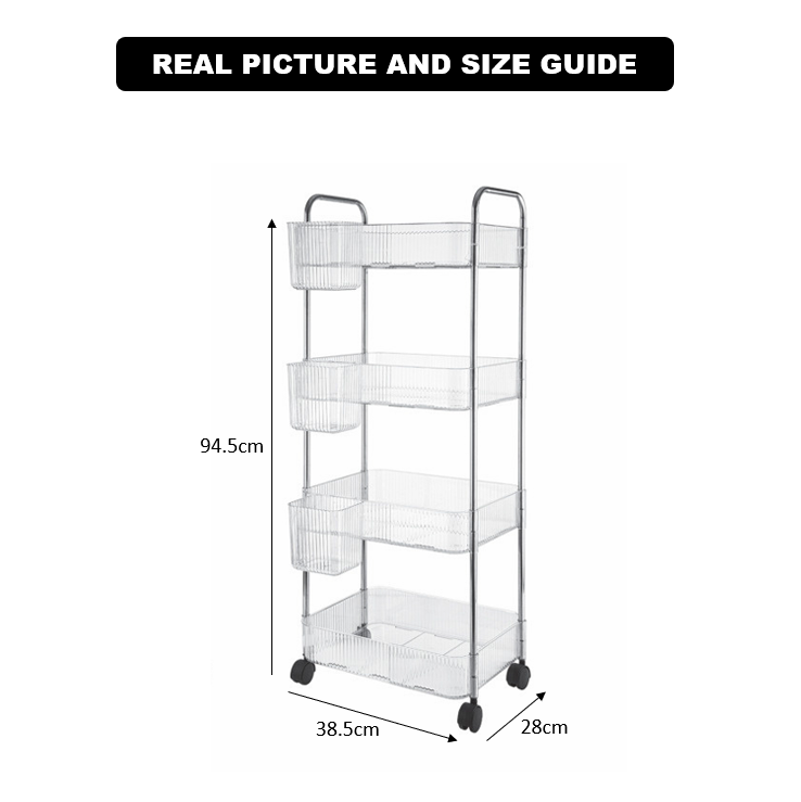 4-Tier Acrylic Utility Rolling Trolley (2374) by Limon