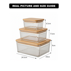 Robust 3-Piece Glass Container Set with Wooden Lid (2211) By Limon