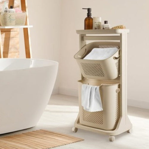 2-Tier Moveable Laundary Basket with Top Storage (2141) by Limon