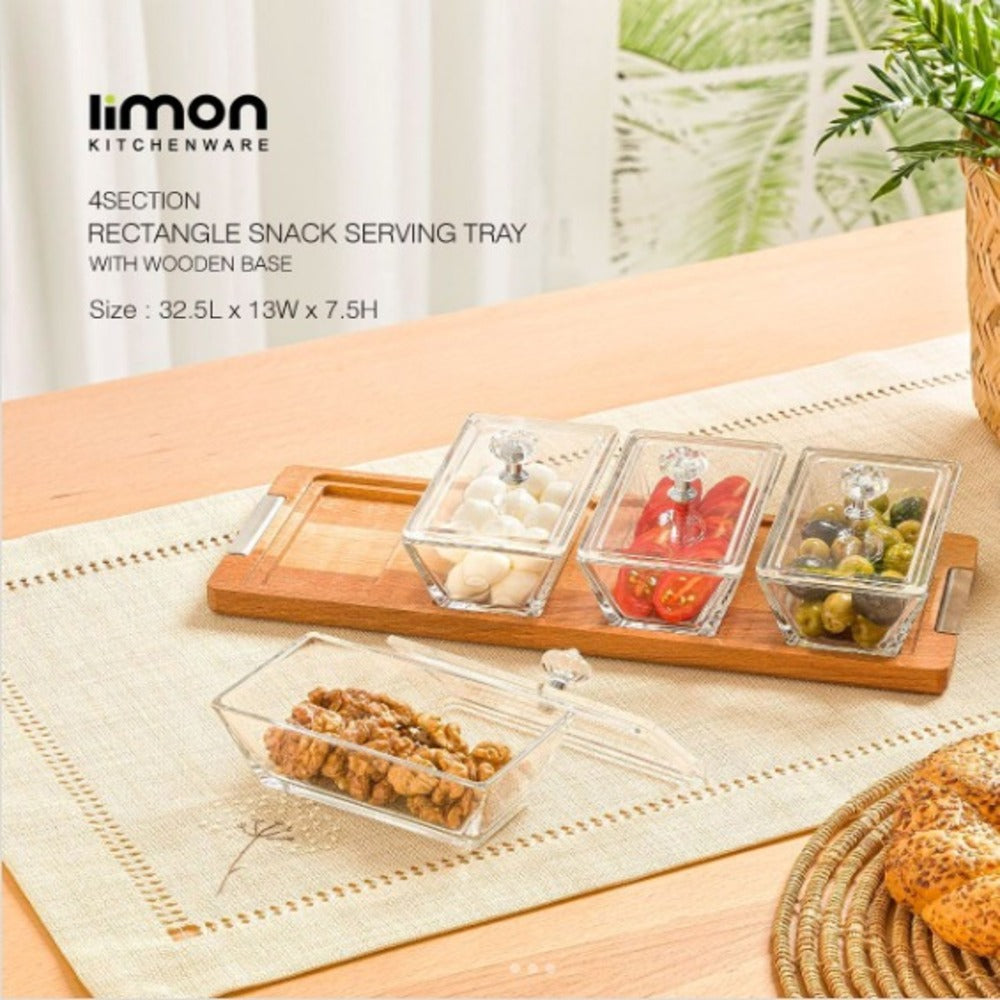 DuoDelight Wooden Base Server with Covered Dishes by Limon