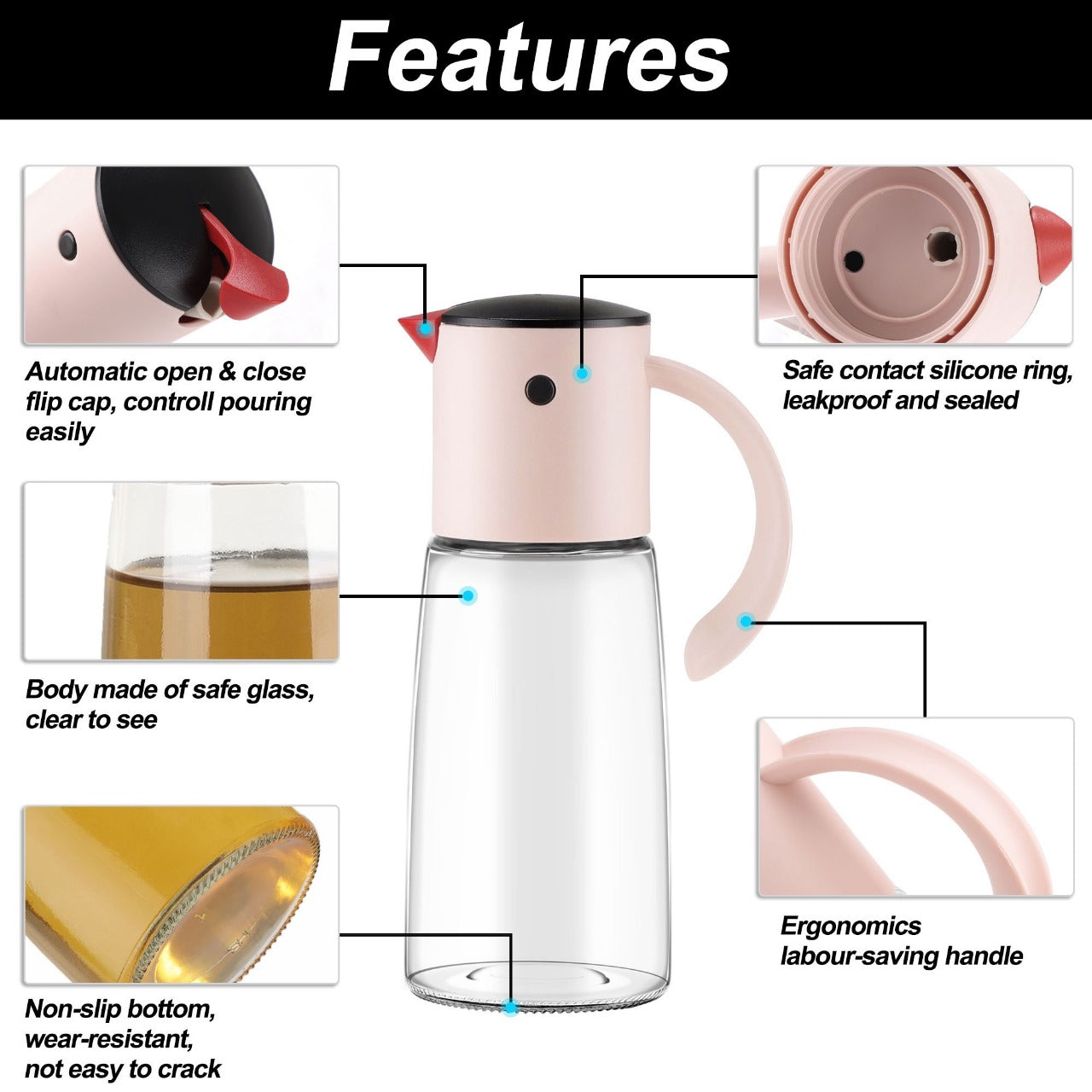 Graceful Pour Oil Dispenser with Handle (2289) By Limon