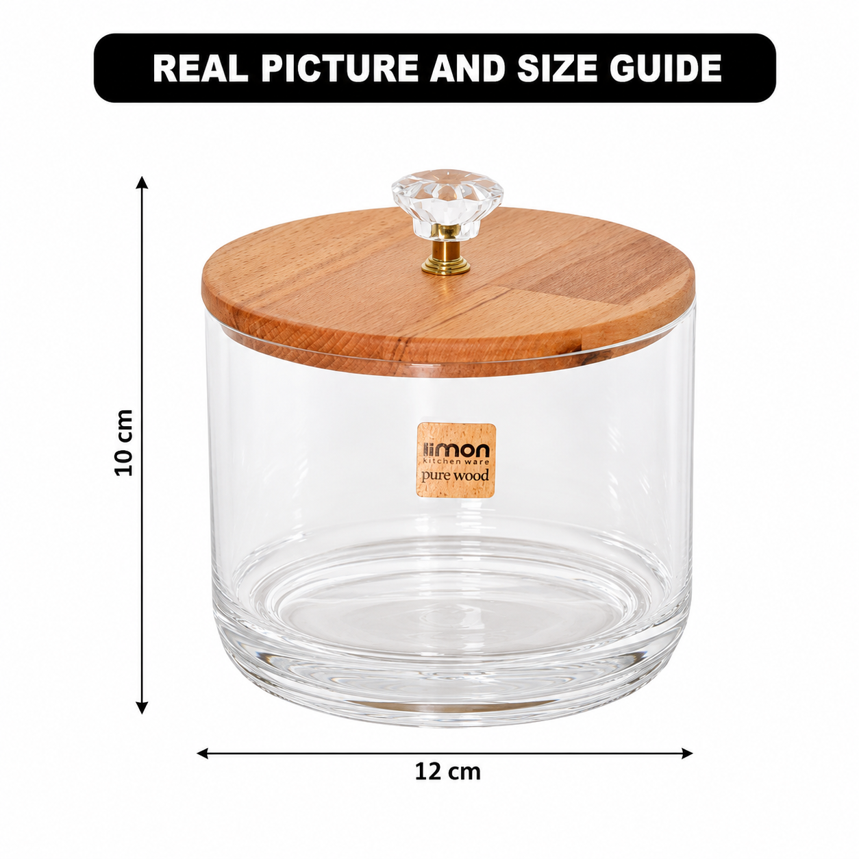 Glass Candy Jar with Wooden Lid (2178) by Limon
