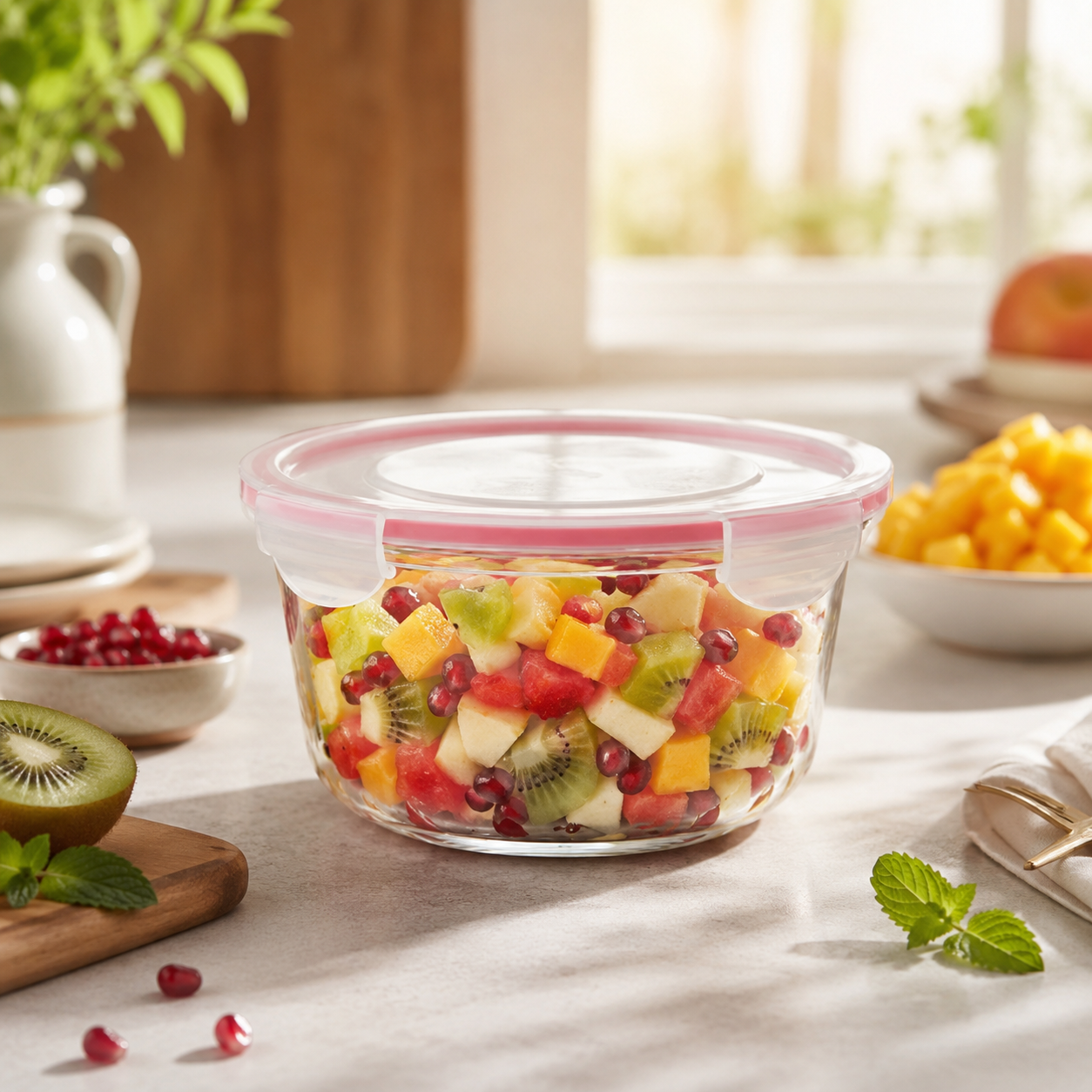Round Glass Container with Airtight Lid by Limon