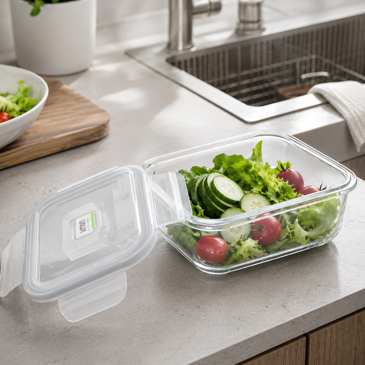 400ml Premium Rectangle Glass Container (1804) by Limon Main image