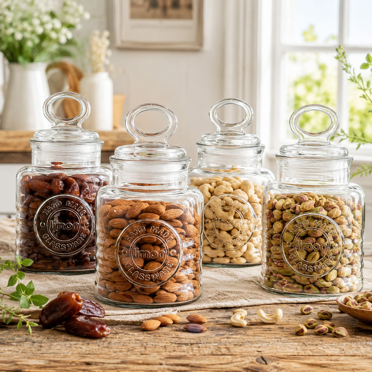 4-Pcs Rustic Design Handmade Glass Canister Set (2008) by Limon Main image