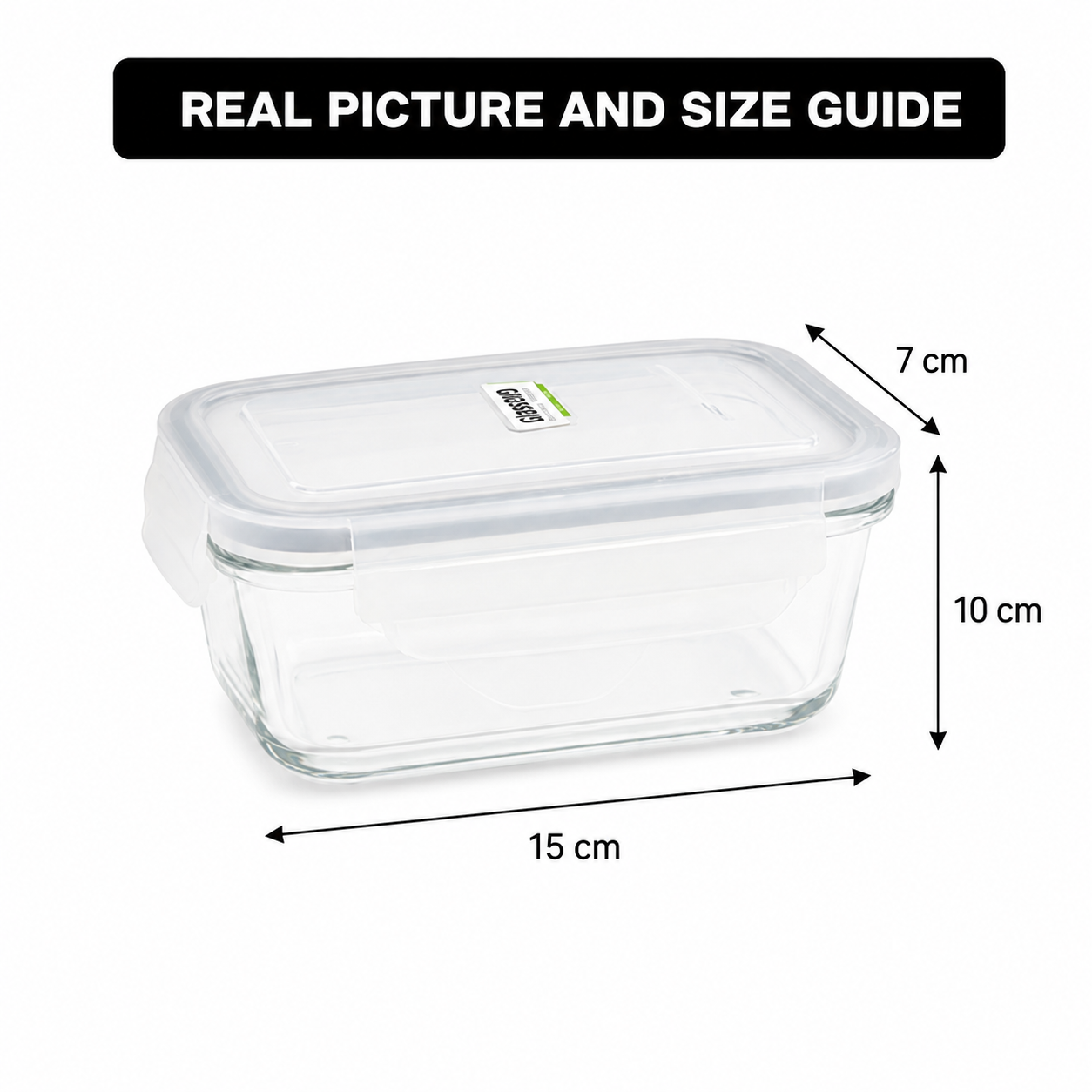 400ml Premium Rectangle Glass Container (1804) by Limon