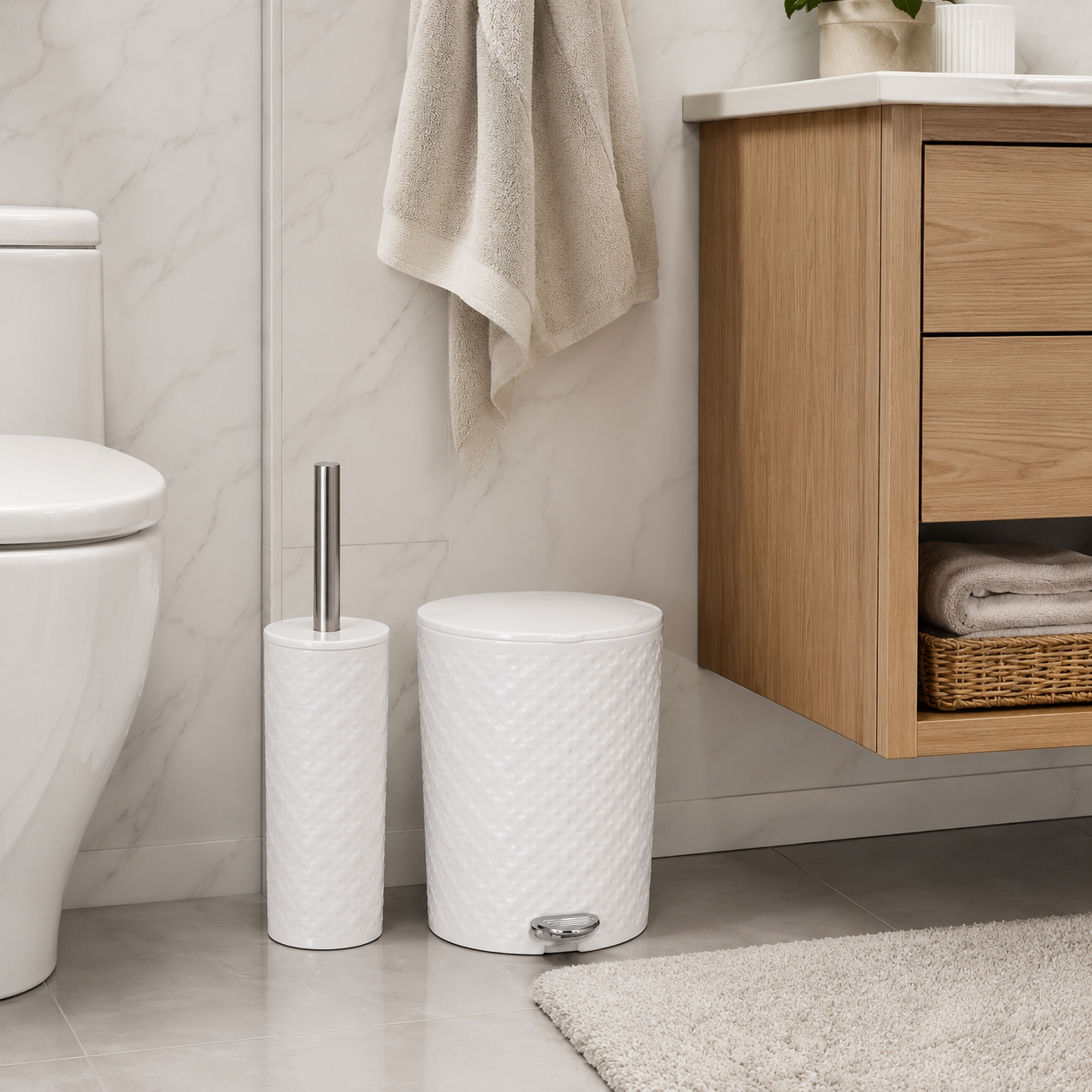 4.5L Patterned Dustbin & Brush Set (1822) by Limon Main image