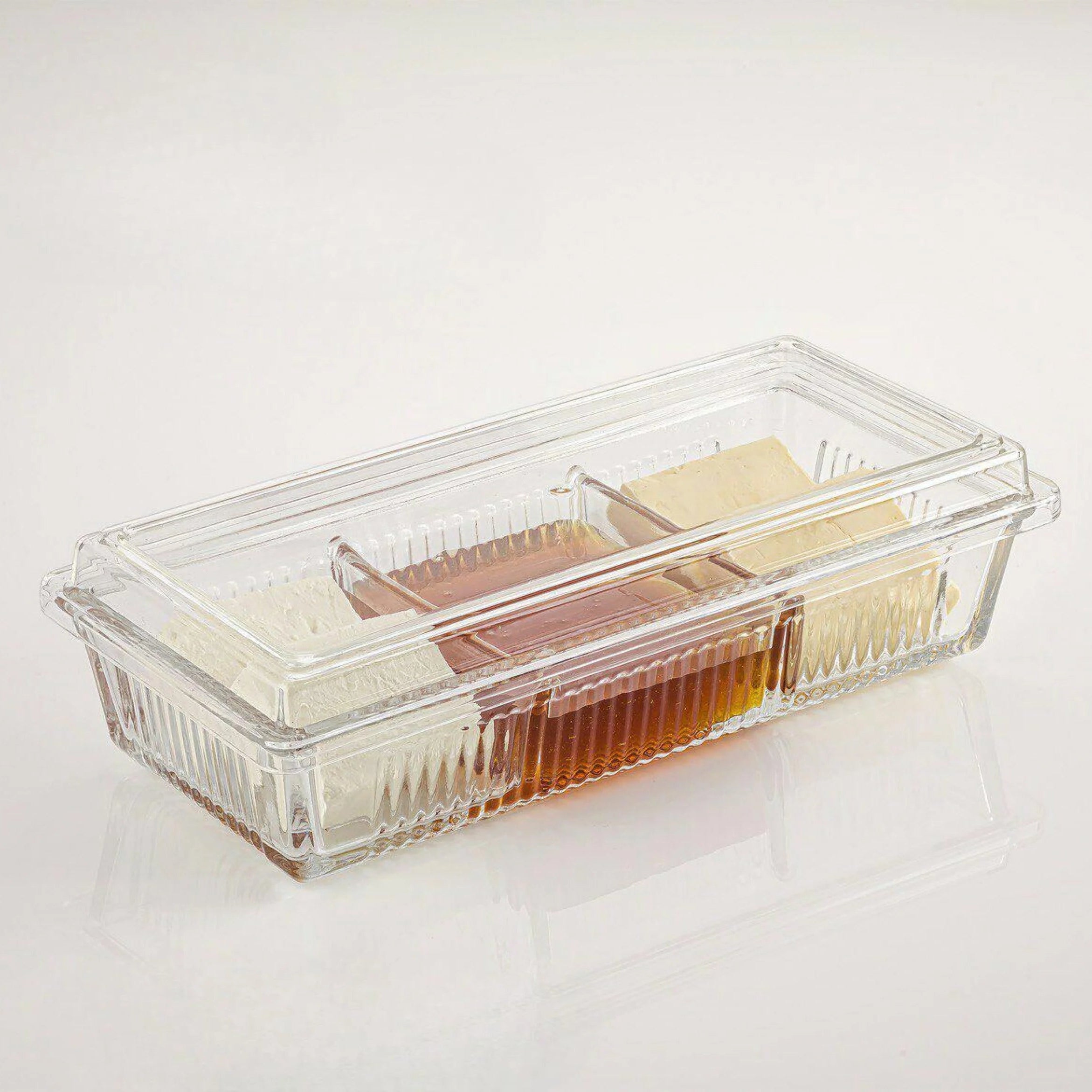 Divido Glass Snack Tray with Lid (2101) by Limon